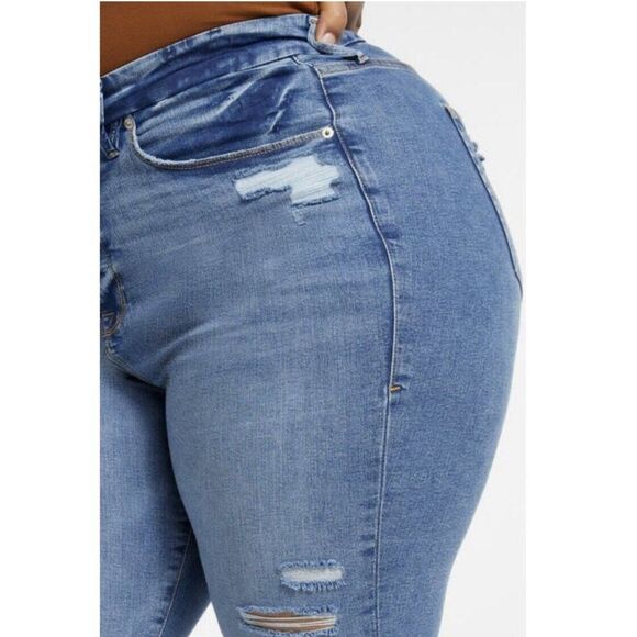 Good American Good Legs High Waist Ripped Skinny Jeans Indigo286 Plus Size 26 - Picture 5 of 13